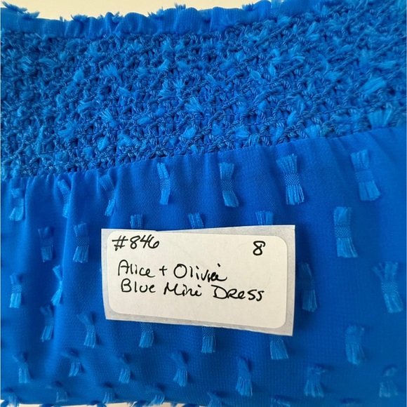 Alice + Olivia Vibrant Blue Mini Dress with Ruffle Sleeves - Picture 4 of 7